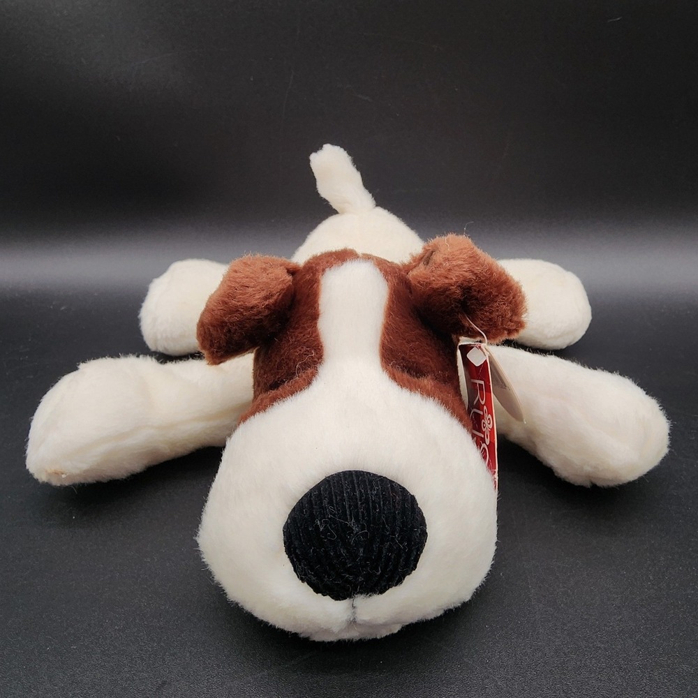Russ Berrie Small White Brown Hiccup Dog Plush Floppy Puppy Stuffed Animal 20830
